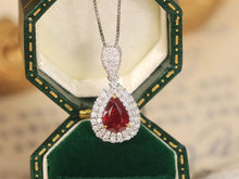 Load image into Gallery viewer, LUOWEND 18K White and Yellow Gold Real Natural Ruby and Diamond Gemstone Necklace for Women