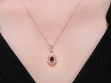 Load image into Gallery viewer, LUOWEND 18K Rose Gold Real Natural Ruby and Diamond Gemstone Necklace for Women