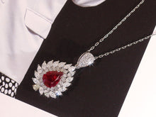 Load image into Gallery viewer, LUOWEND 18K White Gold Real Natural Ruby and Diamond Gemstone Necklace for Women
