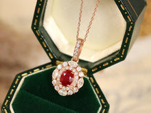 Load image into Gallery viewer, LUOWEND 18K Rose Gold Real Natural Ruby and Diamond Gemstone Necklace for Women