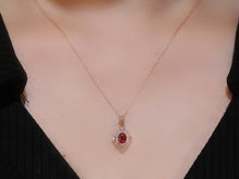Load image into Gallery viewer, LUOWEND 18K Rose Gold Real Natural Ruby and Diamond Gemstone Necklace for Women