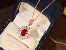 Load image into Gallery viewer, LUOWEND 18K Rose Gold Real Natural Ruby and Diamond Gemstone Necklace for Women