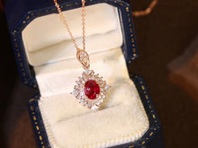 Load image into Gallery viewer, LUOWEND 18K Rose Gold Real Natural Ruby and Diamond Gemstone Necklace for Women