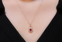 Load image into Gallery viewer, LUOWEND 18K Rose Gold Real Natural Ruby and Diamond Gemstone Necklace for Women