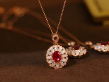 Load image into Gallery viewer, LUOWEND 18K Rose Gold Real Natural Ruby and Diamond Gemstone Necklace for Women