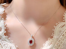 Load image into Gallery viewer, LUOWEND 18K White and Yellow Gold Real Natural Ruby and Diamond Gemstone Necklace for Women