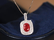 Load image into Gallery viewer, LUOWEND 18K White Gold Real Natural Ruby and Diamond Gemstone Necklace for Women
