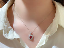 Load image into Gallery viewer, LUOWEND 18K White Gold Real Natural Ruby and Diamond Gemstone Necklace for Women