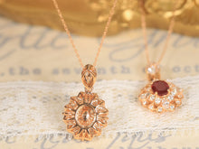 Load image into Gallery viewer, LUOWEND 18K Rose Gold Real Natural Ruby and Diamond Gemstone Necklace for Women