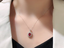Load image into Gallery viewer, LUOWEND 18K White Gold Real Natural Ruby and Diamond Gemstone Necklace for Women