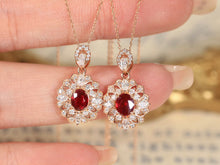 Load image into Gallery viewer, LUOWEND 18K Rose Gold Real Natural Ruby and Diamond Gemstone Necklace for Women