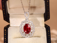 Load image into Gallery viewer, LUOWEND 18K White Gold Real Natural Ruby and Diamond Gemstone Necklace for Women