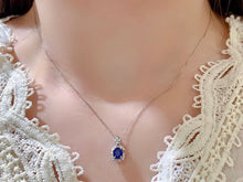 Load image into Gallery viewer, LUOWEND 18K White Gold Real Natural Sapphire and Diamond Gemstone Necklace for Women
