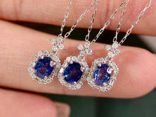 Load image into Gallery viewer, LUOWEND 18K White Gold Real Natural Sapphire and Diamond Gemstone Necklace for Women