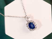Load image into Gallery viewer, LUOWEND 18K White Gold Real Natural Sapphire and Diamond Gemstone Necklace for Women