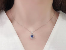 Load image into Gallery viewer, LUOWEND 18K White Gold Real Natural Sapphire and Diamond Gemstone Necklace for Women