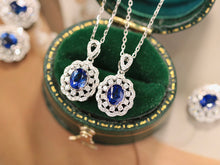 Load image into Gallery viewer, LUOWEND 18K White Gold Real Natural Sapphire and Diamond Gemstone Necklace for Women