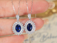 Load image into Gallery viewer, LUOWEND 18K White Gold Real Natural Sapphire and Diamond Gemstone Necklace for Women