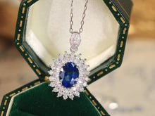 Load image into Gallery viewer, LUOWEND 18K White Gold Real Natural Sapphire and Diamond Gemstone Necklace for Women