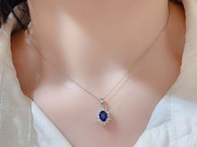 Load image into Gallery viewer, LUOWEND 18K White Gold Real Natural Sapphire and Diamond Gemstone Necklace for Women