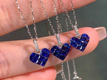 Load image into Gallery viewer, LUOWEND 18K White Gold Real Natural Sapphire Gemstone Necklace for Women