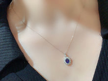 Load image into Gallery viewer, LUOWEND 18K White Gold Real Natural Sapphire and Diamond Gemstone Necklace for Women