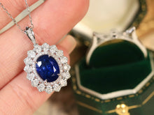 Load image into Gallery viewer, LUOWEND 18K White Gold Real Natural Sapphire and Diamond Gemstone Necklace for Women