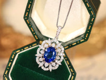 Load image into Gallery viewer, LUOWEND 18K White Gold Real Natural Sapphire and Diamond Gemstone Necklace for Women