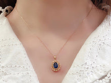 Load image into Gallery viewer, LUOWEND 18K Yellow Gold Real Natural Sapphire and Diamond Gemstone Necklace for Women