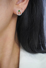 Load image into Gallery viewer, LUOWEND 18K White Gold Real Natural Jadeite and Diamond Gemstone Earrings for Women