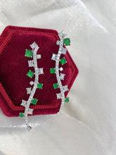 Load image into Gallery viewer, LUOWEND 18K White Gold Real Natural Jadeite and Diamond Gemstone Earrings for Women