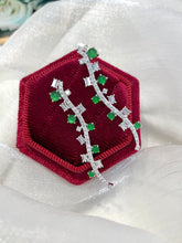 Load image into Gallery viewer, LUOWEND 18K White Gold Real Natural Jadeite and Diamond Gemstone Earrings for Women