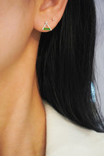 Load image into Gallery viewer, LUOWEND 18K White Gold Real Natural Jadeite and Diamond Gemstone Earrings for Women