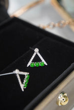 Load image into Gallery viewer, LUOWEND 18K White Gold Real Natural Jadeite and Diamond Gemstone Earrings for Women