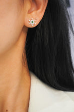 Load image into Gallery viewer, LUOWEND 18K White Gold Real Natural Jadeite and Diamond Gemstone Earrings for Women