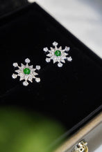 Load image into Gallery viewer, LUOWEND 18K White Gold Real Natural Jadeite and Diamond Gemstone Earrings for Women