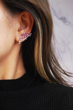 Load image into Gallery viewer, LUOWEND 18K White Gold Real Natural Ruby and Diamond Gemstone Earrings for Women