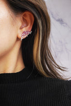 Load image into Gallery viewer, LUOWEND 18K White Gold Real Natural Ruby and Diamond Gemstone Earrings for Women