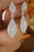 Load image into Gallery viewer, LUOWEND 18K White Gold Real Natural Diamond Drop Earrings for Women