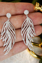 Load image into Gallery viewer, LUOWEND 18K White Gold Real Natural Diamond Drop Earrings for Women