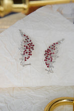 Load image into Gallery viewer, LUOWEND 18K White Gold Real Natural Ruby and Diamond Gemstone Earrings for Women