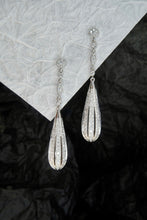 Load image into Gallery viewer, LUOWEND 18K White Gold Real Natural Diamond Drop Earrings for Women