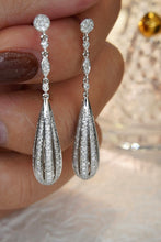 Load image into Gallery viewer, LUOWEND 18K White Gold Real Natural Diamond Drop Earrings for Women