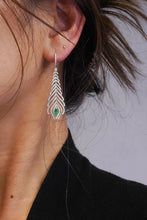 Load image into Gallery viewer, LUOWEND 18K White Gold Real Natural Emerald and Diamond Gemstone Earrings for Women