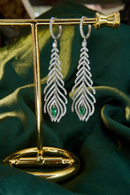 Load image into Gallery viewer, LUOWEND 18K White Gold Real Natural Emerald and Diamond Gemstone Earrings for Women