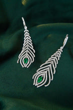 Load image into Gallery viewer, LUOWEND 18K White Gold Real Natural Emerald and Diamond Gemstone Earrings for Women