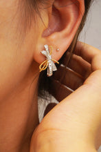 Load image into Gallery viewer, LUOWEND 18K White and Yellow Gold Real Natural Diamond Stud Earrings for Women