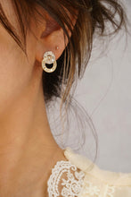 Load image into Gallery viewer, LUOWEND 18K White and Yellow Gold Real Natural Diamond Stud Earrings for Women