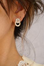 Load image into Gallery viewer, LUOWEND 18K White and Yellow Gold Real Natural Diamond Stud Earrings for Women