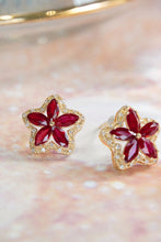 Load image into Gallery viewer, LUOWEND 18K Yellow Gold Real Natural Ruby and Diamond Gemstone Earrings for Women